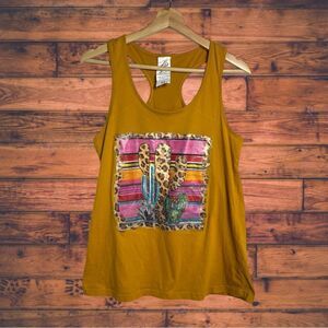 5 for $25🔥L&B Life Mustard Yellow Cactus Aztec Cheetah Print Tank Top Medium